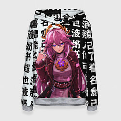 Толстовка-худи женская Яэ Мико стильная Геншин Импакт Genshin Impact, цвет: 3D-меланж