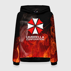 Толстовка-худи женская Umbrella Corporation пламя, цвет: 3D-черный