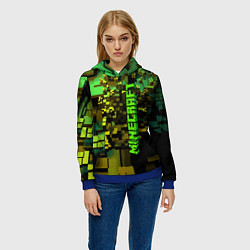 Толстовка-худи женская Minecraft, pattern 2022, цвет: 3D-синий — фото 2