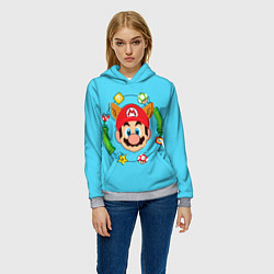 Толстовка-худи женская Марио с ушками, цвет: 3D-меланж — фото 2