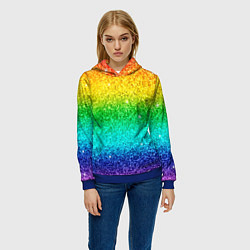 Толстовка-худи женская Блестки радуга, цвет: 3D-синий — фото 2