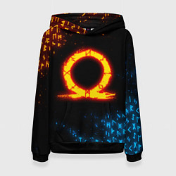 Толстовка-худи женская GOD OF WAR CRATOS FIRE SYMBOL RUNE, цвет: 3D-черный