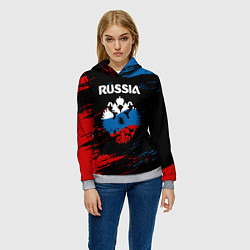 Толстовка-худи женская Russia Герб в стиле, цвет: 3D-меланж — фото 2