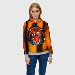 Толстовка-худи женская Tiger Head-, цвет: 3D-меланж — фото 2
