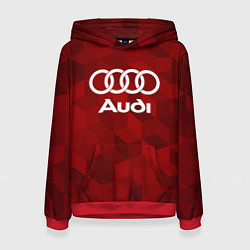 Толстовка-худи женская Ауди, Audi Красный фон, цвет: 3D-красный