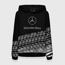 Толстовка-худи женская Mercedes-Benz шины, цвет: 3D-черный