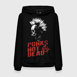 Толстовка-худи женская Punks Not Dead, цвет: 3D-черный