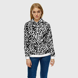 Толстовка-худи женская Черно белый абстрактный узор, цвет: 3D-белый — фото 2