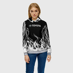 Толстовка-худи женская Toyota Молния с огнем, цвет: 3D-меланж — фото 2