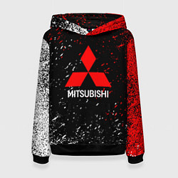 Толстовка-худи женская Mitsubishi Logo auto, цвет: 3D-черный