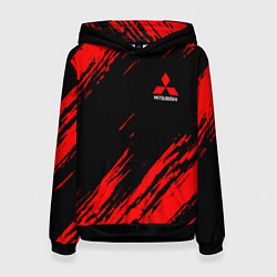 Толстовка-худи женская Mitsubishi Texture Red, цвет: 3D-черный