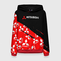 Толстовка-худи женская Mitsubishi - Диагональ паттерн, цвет: 3D-красный