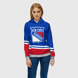 Толстовка-худи женская New York Rangers Нью Йорк Рейнджерс, цвет: 3D-меланж — фото 2