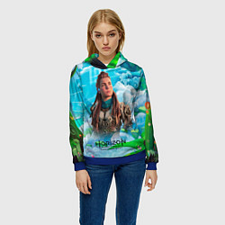 Толстовка-худи женская Horizon дикий лес, цвет: 3D-синий — фото 2