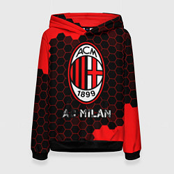 Толстовка-худи женская МИЛАН AC Milan Соты, цвет: 3D-черный