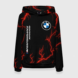 Толстовка-худи женская BMW Autosport Молнии, цвет: 3D-черный