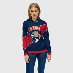 Толстовка-худи женская Florida Panthers , Флорида Пантерз, цвет: 3D-красный — фото 2