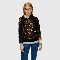 Толстовка-худи женская ELDEN RING SYMBOL ВЕЛИКИЕ РУНЫ, цвет: 3D-меланж — фото 2