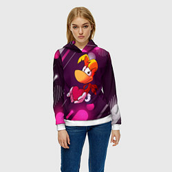 Толстовка-худи женская Rayman держит сердце в руках, цвет: 3D-белый — фото 2