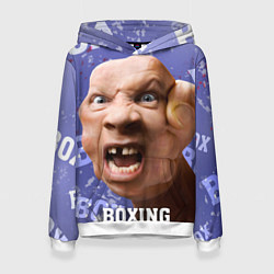 Толстовка-худи женская Boxing - фиолетовый, цвет: 3D-белый