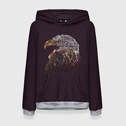 Толстовка-худи женская Статный орёл, цвет: 3D-меланж
