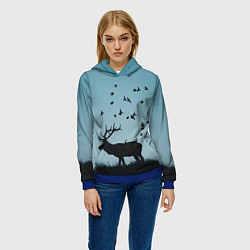 Толстовка-худи женская Северный Олень Reindeer, цвет: 3D-синий — фото 2