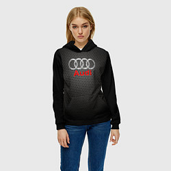 Толстовка-худи женская Audi карбон, цвет: 3D-черный — фото 2
