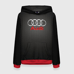 Толстовка-худи женская Audi карбон, цвет: 3D-красный