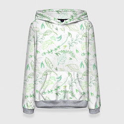 Толстовка-худи женская Хаос из зелёных веток и листьев, цвет: 3D-меланж