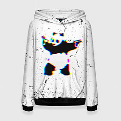 Толстовка-худи женская Banksy Panda with guns Бэнкси, цвет: 3D-черный