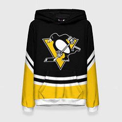 Толстовка-худи женская Pittsburgh Penguins Питтсбург Пингвинз, цвет: 3D-белый
