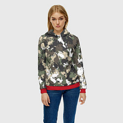 Толстовка-худи женская Камуфляж с кроликами, цвет: 3D-красный — фото 2