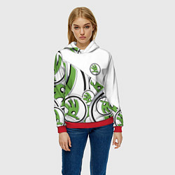 Толстовка-худи женская Skoda Шкода Half Pattern, цвет: 3D-красный — фото 2