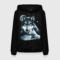 Толстовка-худи женская Ночные Волки, цвет: 3D-черный