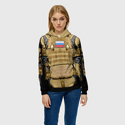 Толстовка-худи женская Бронежилет- армия России, цвет: 3D-черный — фото 2