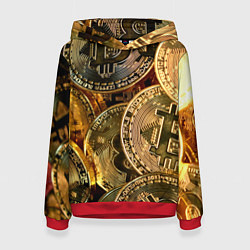 Толстовка-худи женская Биткойны, цвет: 3D-красный