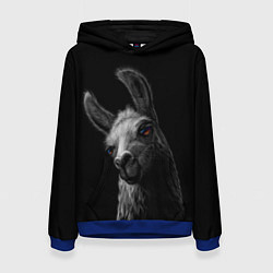 Толстовка-худи женская Портрет милой ламы, цвет: 3D-синий