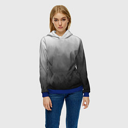 Толстовка-худи женская Темный лес - туман, цвет: 3D-синий — фото 2