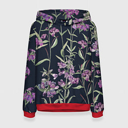 Толстовка-худи женская Цветы Фиолетовые, цвет: 3D-красный