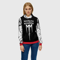 Толстовка-худи женская Marilyn manson rock n roll, цвет: 3D-красный — фото 2