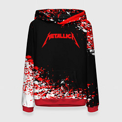 Толстовка-худи женская Metallica текстура белая красная, цвет: 3D-красный