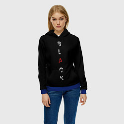 Толстовка-худи женская Чёрный BLACK, цвет: 3D-синий — фото 2