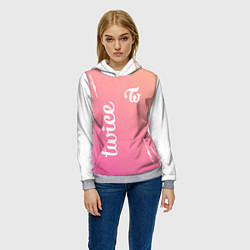 Толстовка-худи женская Twice - название и лого группы под Градиент, цвет: 3D-меланж — фото 2