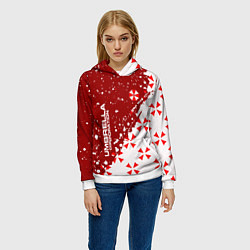 Толстовка-худи женская Resident Evil Umbrella Corporation паттерн, цвет: 3D-белый — фото 2