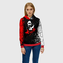 Толстовка-худи женская Alisa алиса кинчев, цвет: 3D-красный — фото 2