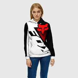 Толстовка-худи женская MOTO FOX - Мотокросс, цвет: 3D-белый — фото 2