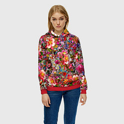 Толстовка-худи женская САД В ЦВЕТУ, цвет: 3D-красный — фото 2