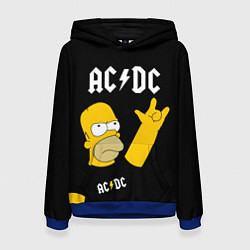 Толстовка-худи женская AC DC ГОМЕР СИМПСОН SIMPSONS, цвет: 3D-синий