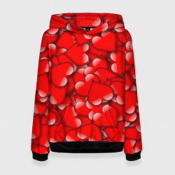 Толстовка-худи женская LOVING HEARTS, цвет: 3D-черный
