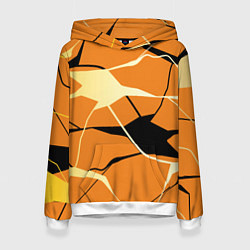 Толстовка-худи женская Абстрактные полосы на оранжевом фоне, цвет: 3D-белый